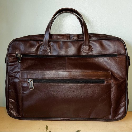 Winn Brown Leather Briefcase Bag Unisex