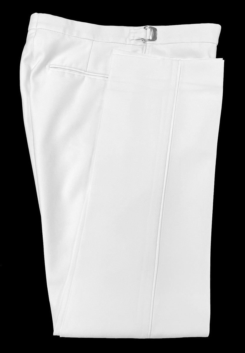 Boys Flat Front White Tuxedo Pants Adjustable Waist with Narrow