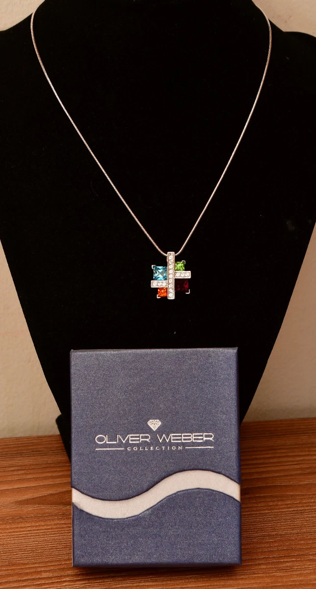 Oliver Weber Collection Pendant Couture multi crystal necklace New Boxed