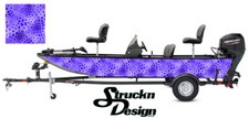 Chameleon Hexagon Camo Boat Wrap Vinyl Graphic Decal Kit Fish Bass Fishing Blue
