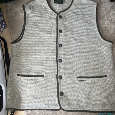 H. Moser Gray Wool /acrylic Blend Vest Salzburg Size 58