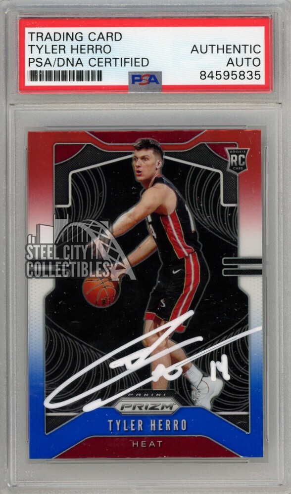 Tyler Herro 2019-20 Panini Prizm Red/White/Blue Auto RC Card #259