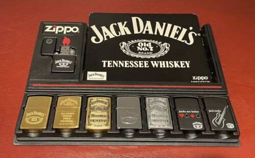 Rare Set of 8 Jack Daniel's Zippo Lighters w/ Cases- Original Box 