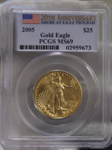 2005 US 1/2 oz Gold Eagle $25 PCGS MS69