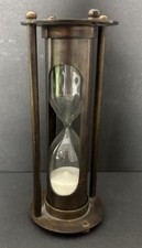 Antique Brass Dual Sand Timer 7" Glass With White Sand 5 Minute Timer