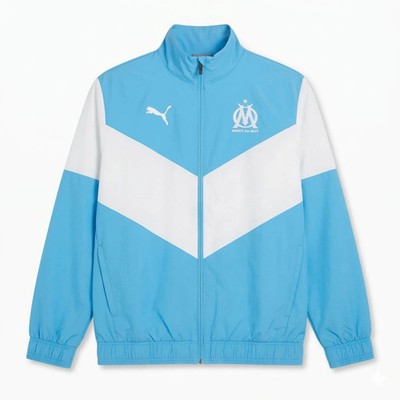 Puma Olympique Marseille Track Jacket Hellblau Limited (M) Stitched Logo