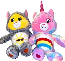 Care Bears Unlock The Magic Funshine Bear  Kitty Plush Set Rainbow Soft Toy Lot