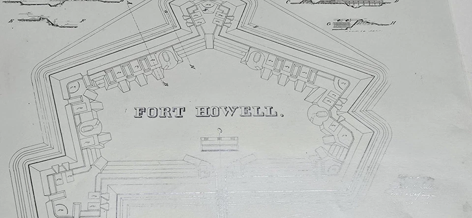 Union Army Civil War Fort Howell Sketch Drawing Hilton Head South Carolina 8x11 - Image 2 of 4