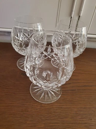 3 Vintage Lismore crystal Waterford brandy snifters