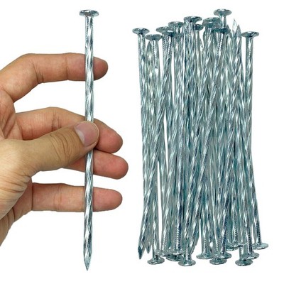 Galvanized Spiral Turf Stakes for Lawn Edging, Paver Borders & Gardening (100
