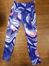 Dance Leggings Medium Child Blue Swirl Athletic Works Gymnastics