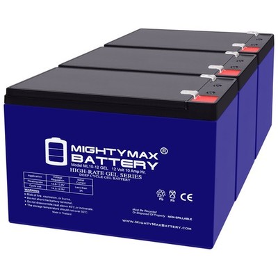 Mighty Max 12V 10AH GEL F2 Battery Replaces Leoch DJW12-10, DJW1210 - 3 Pack