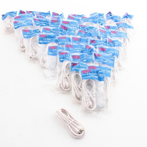 50 Leviton White 6' Coaxial Video Cables RG59 Plugs 75-Ohm F-Type Wire C5851-6W - 第 1/4 張圖片
