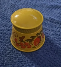 Vintage 70s Avon Yellow Porcelain Pennsylvania Dutch Skin Softener Jar- Empty
