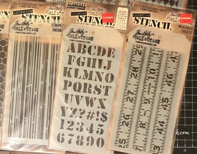 Stampers Anonymous Tim Holtz Layering Stencils CARGO ABC, MEASURED or STRIPES