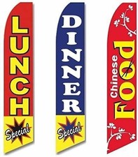 3 Swooper Flags Open Chinese Food Advertising Lunch Dinner Special