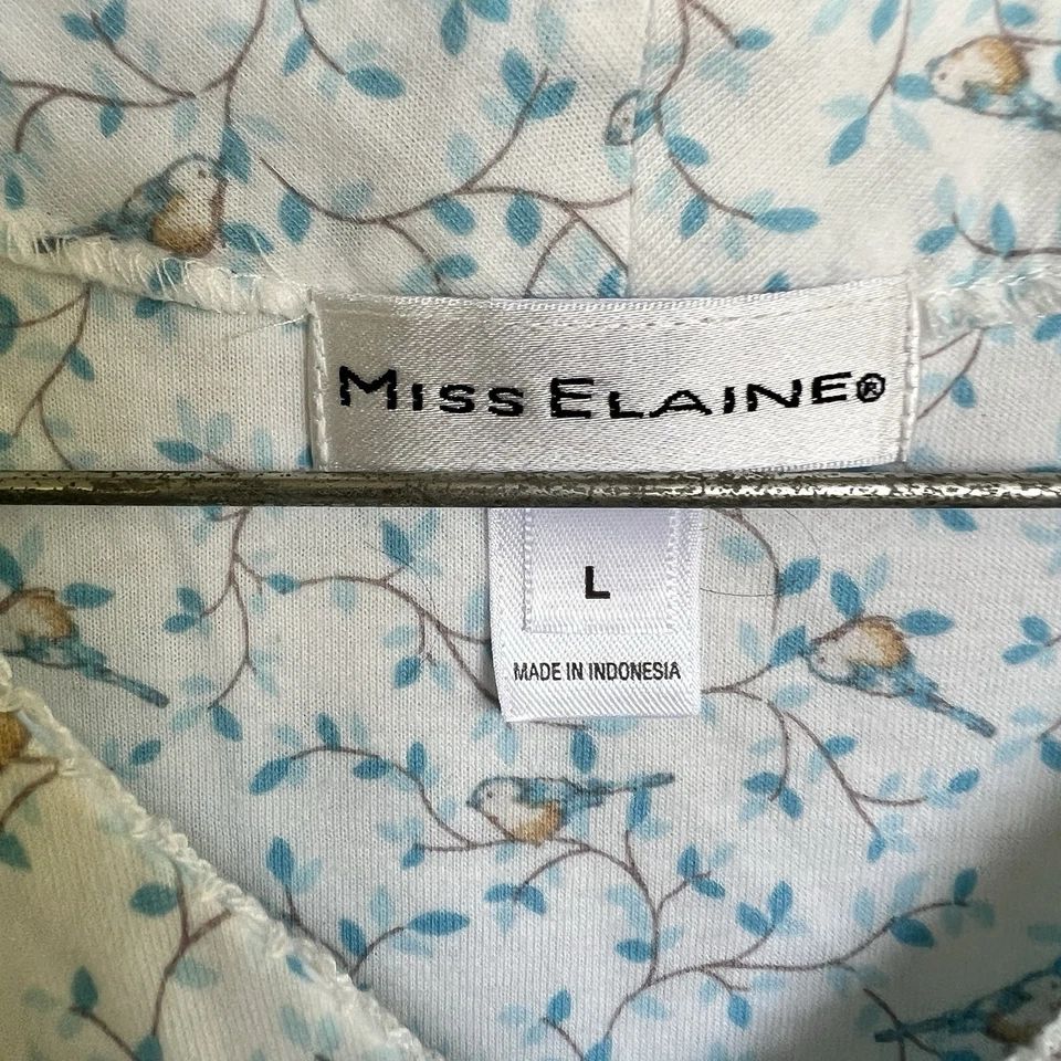 Miss Elaine Mujer L Mezcla de Algodón Azul Floral Verano Camisón Dormir Casa Vestido Foto 3 de 4