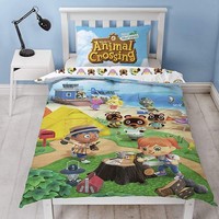 Animal Crossing Strand Einzel BettwäSche-Set Reversible Duvetbezug Kinder Neu