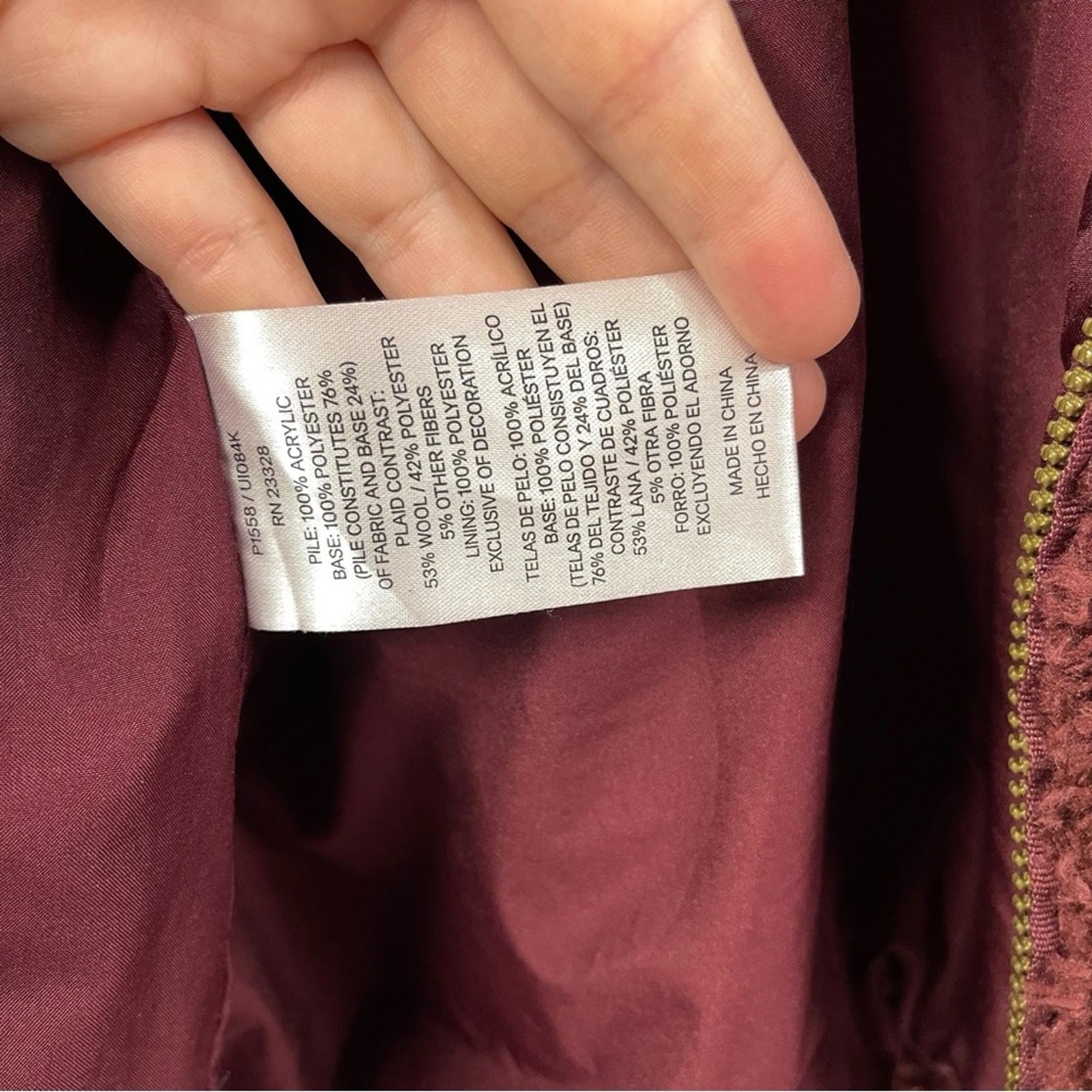 Pendleton Full Zip Jacket Furry Plush Medium Plai… - image 6