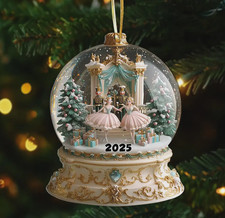 Nutcracker Ballet Snow Globe Ornament 2025, Ballerina Christmas Acrylic 2D Flat