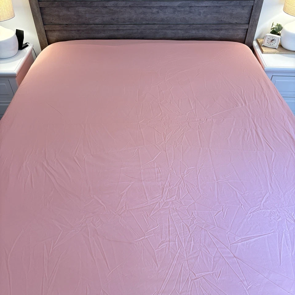 Sábana Ajustable Cuddledown King Lujo Algodón Satén Salmón Resistente Elástica ¡BONITA! Foto 3 de 4