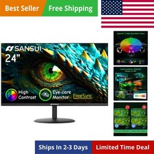 Computer Monitor 24 inch Eye Care FHD 1080P Display HDMI,VGA Ports with 178  ...