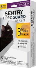 Sentry Fiproguard Flea and Tick Topical Drops for Cats 6 Doses Treatment Control