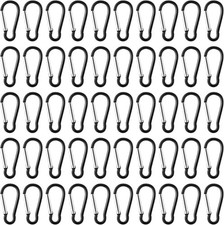 100pcs Aluminum Carabiner Spring Clip Hook Keychain Buckle Pack 2inch, Black