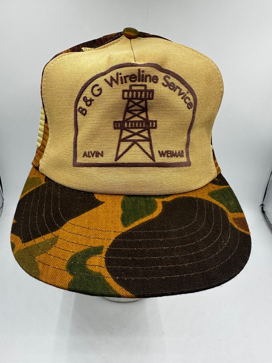 B&G Wireline Service Vtg Semco Trucker Hat Adjustable Camo Mesh Snapback