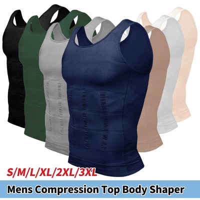 Herren Unterhemd Mieder Bauchweg Kompression Shirts Body Shaper Abnehmen Korsett