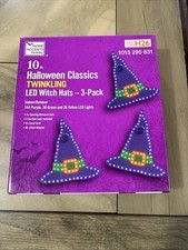 10 Halloween Classics Twinkling Led Witch Hats 3-Pack
