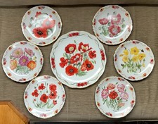 Royal British Legion "In Flanders Field" Field Poppy Plates x 7