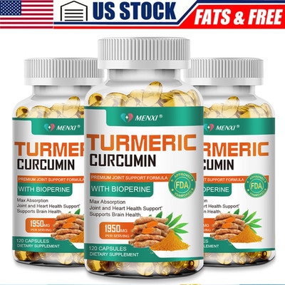 (3 Packs) Turmeric Curcumin + Black Pepper Joint Pain Maxx Strength Capsules