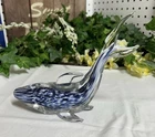Vintage Murano Style Art Glass Blue Whale Paperweight Sculpture