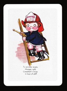 1 WIDE SWAP PLAYING CARD CAMPBELL'S SOUP BOY FIREMAN HUNGER CALL