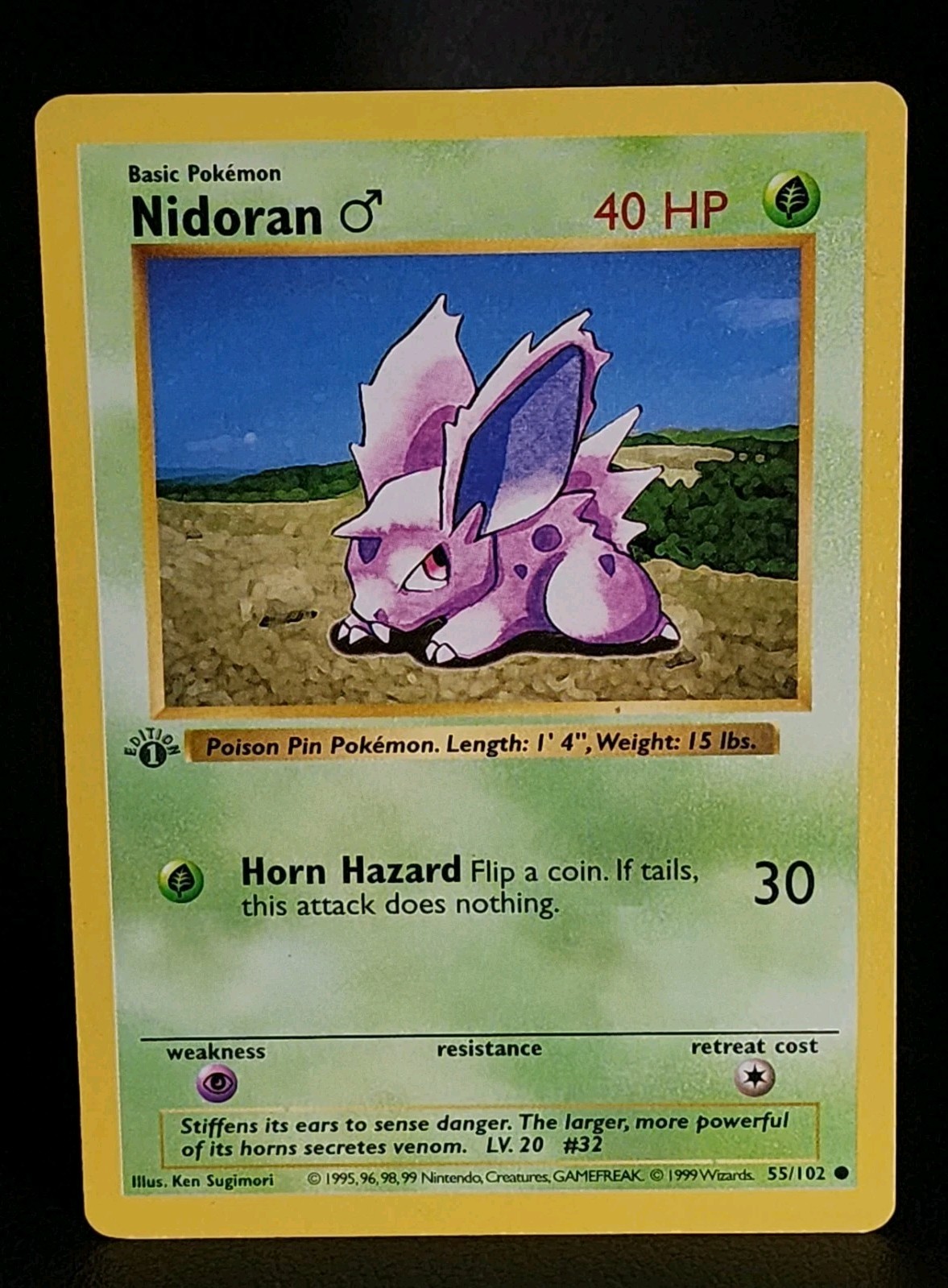 Shadowless 1st Edition Nidoran Pokemon Card 1999 Base Set WOTC TCG 55/102 NM