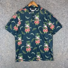 Yatta Golf Polo Shirt Mens XL Flamingo Floral Print Performance Stretch Tropical
