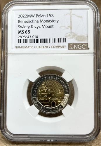 Poland 2022 MW 5 Zlotych NGC MS 65 Benedictine Monastery