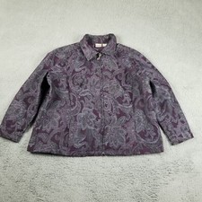 Erika 2x Women Bomber Jacket Purple Rococo Baroque Floral Jaquard Zip Pockets