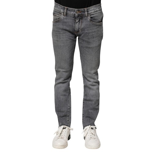 DOLCE & GABBANA Jeans Gray Cotton Skinny Men Denim Trouser IT44/W30/XS 900usd - 第 1/8 張圖片