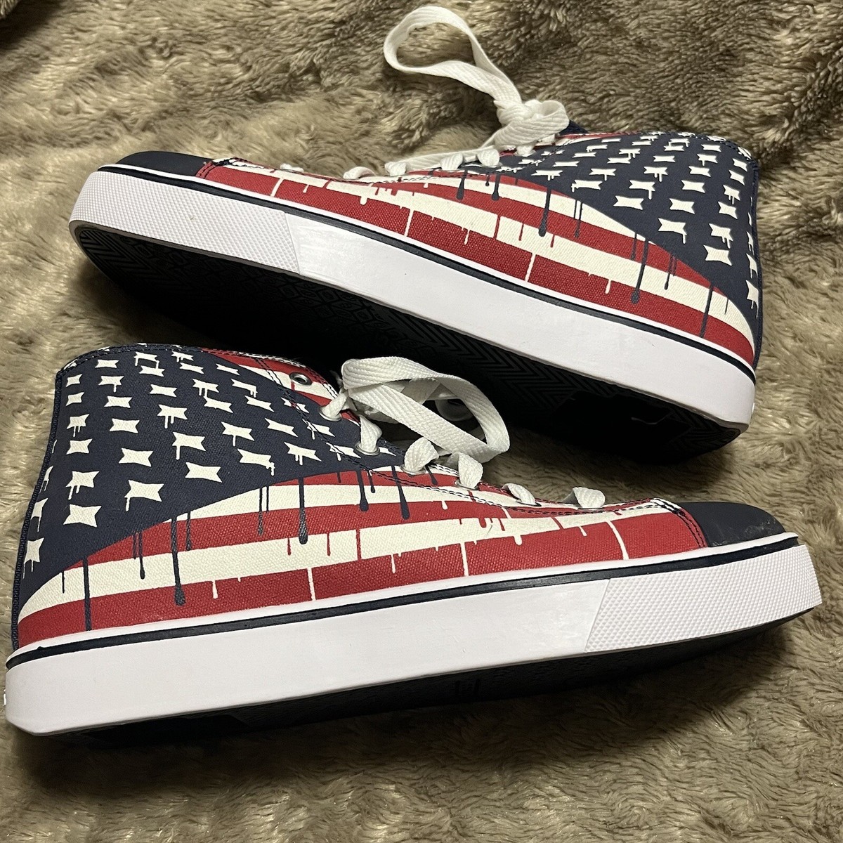 NEW Heelys Hustle American Flag Canvas Sneaker Shoes Hi Top  display picture 3