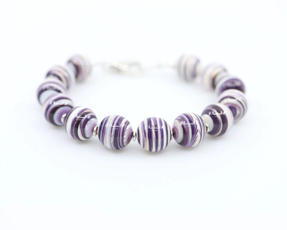 Большой 12 мм фиолетовый вампум Quahog подкладка браслет, женские уникальные дизайнерские ювелирные изделия - Изображение 3 из 4