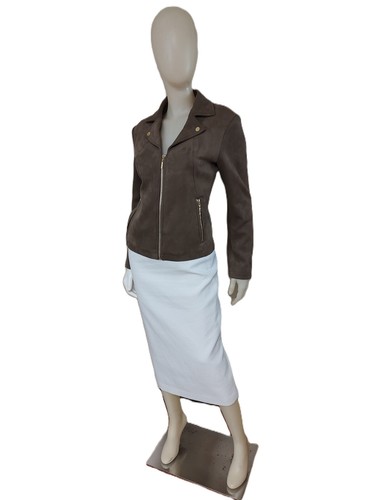 IVANKA TRUMP Brown Faux Suede Zipper Front Long Sleeves Short Jacket-S/P - Picture 3 of 4