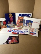 Lot 20 Vintage Pepsi Cola Bumper Stickers Paper Hat, & Misc Advertising Gordon