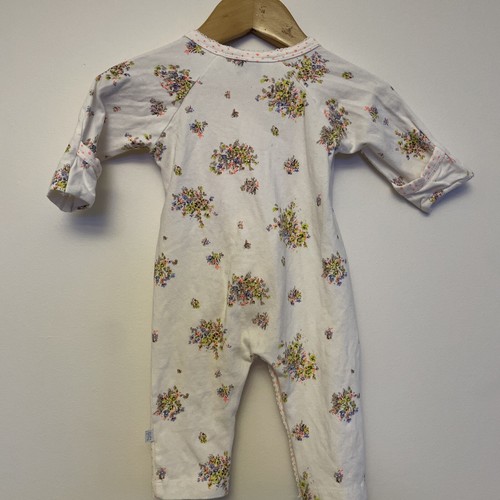 Bebe By Minihaha Size 000 Baby Girls Romper 0-3 Months White Floral Wrap Cotton - Picture 7 of 8