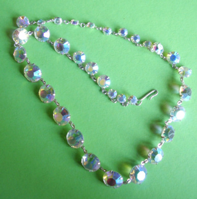 Collier Chaîne Chrome Et Strass 'en Chute' - Modèle 1845 - Occasion En état Neuf