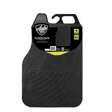 Auto Drive 4PC Rubber Light Duty Floor Liner Cursor Black - Universal Fit-CM4101