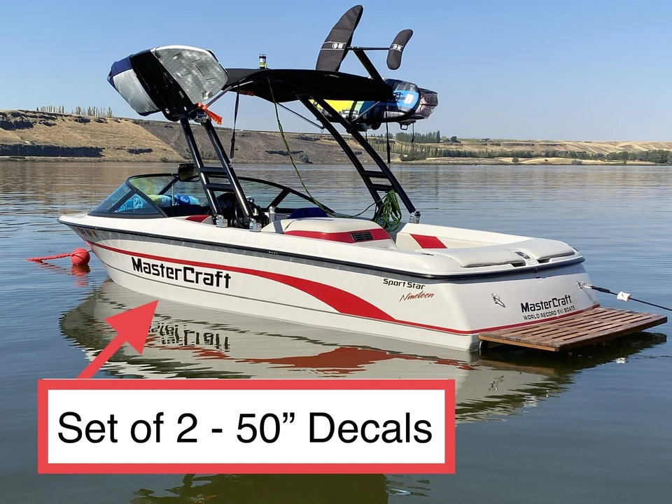 Mastercraft Boat 50 英寸替换黑色贴花乙烯基贴纸 - 2 件套 - 滑雪 — 第 3/3 张图片