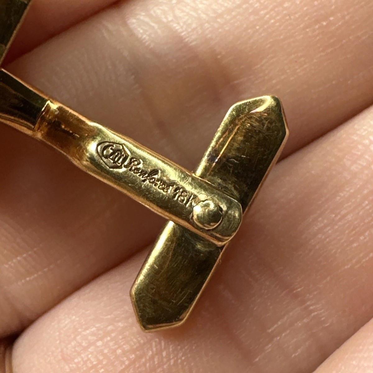 Paire De Boutons De Manchette Art Nouveau – Cubique, Plaqués Or 18K 750, Vintage