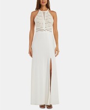 $250 Morgan & Company Women's Juniors' Embellished Illusion-Waist Gown Size 9